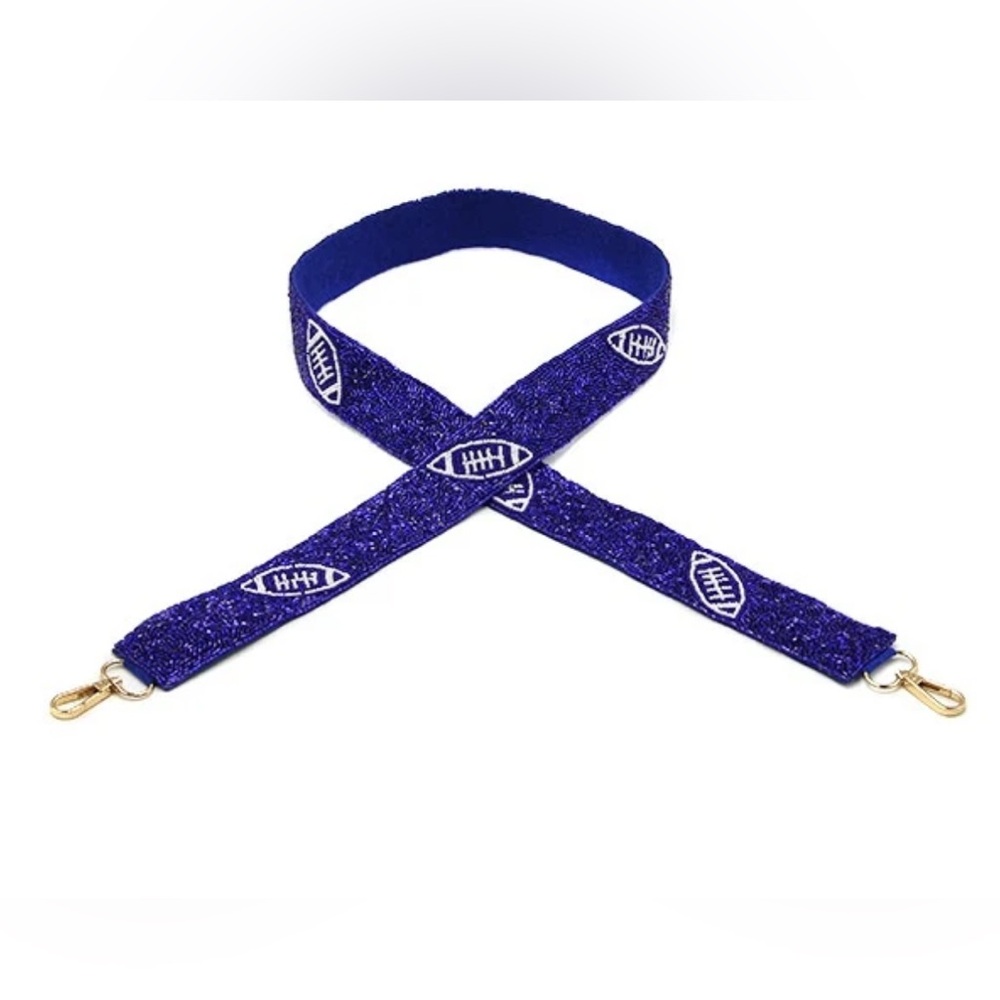 Royal Blue Beaded Football Crossbody Strap